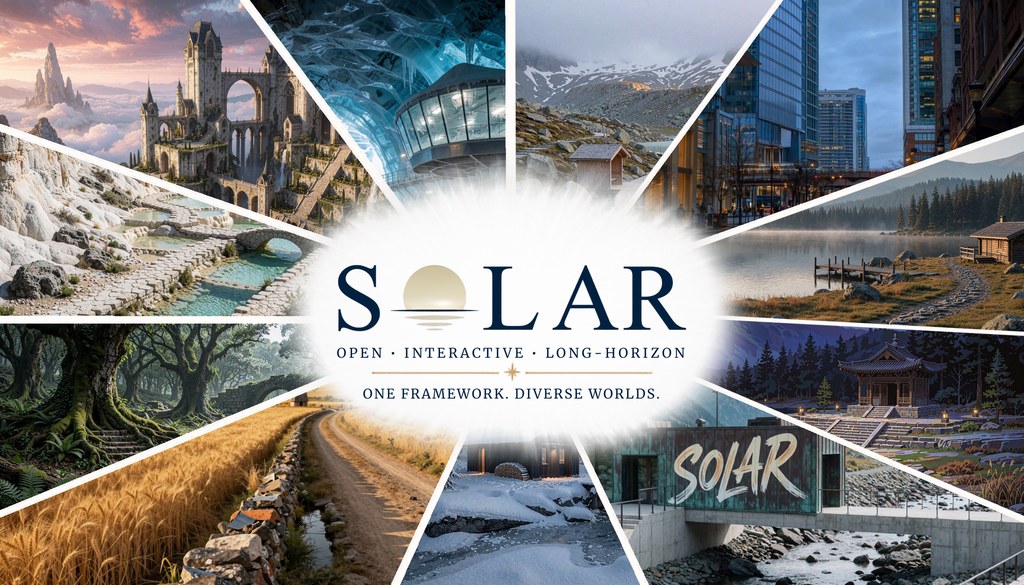 SolarWM teaser: one framework for diverse interactive worlds